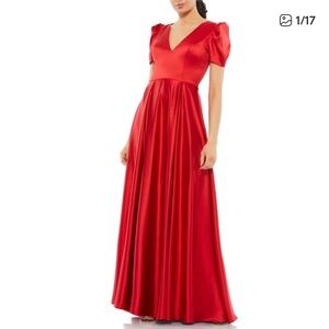 Mac Duggal Red V-Neck Maxi Dress